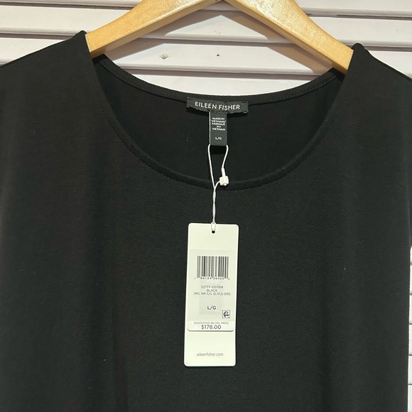 Eileen fisher stretch jersey crewnek sleeveless midi dress side slit size Large. - Picture 5 of 16